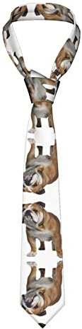 SJOAOAA Herrenkrawatte mit lustigem Schweinegesicht, Fliege für formelle klassische Hochzeit, Party, Krawatte (143–145 cm), Englische Bulldogge, Einheitsgröße