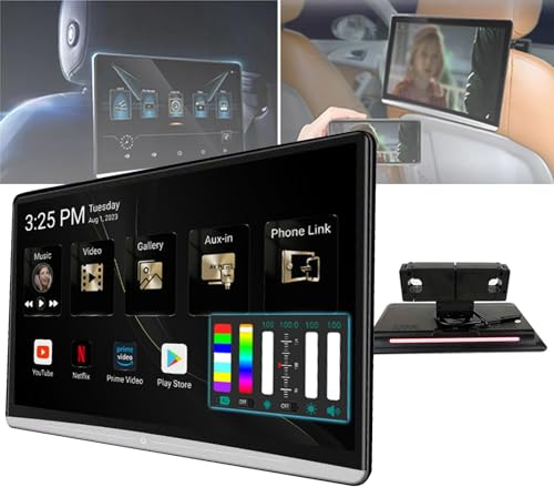 LNNLOO Car Headrest Screen(11.6/12.5/13.3/14in)- Touch Screen, 3+32gb Storage, Support Phone Mirror/Av-In/Fm, Usb/Tf Card(128g Expansion), Car Video Player Support W-I-F-I/1080p Video,2PCS,14in
