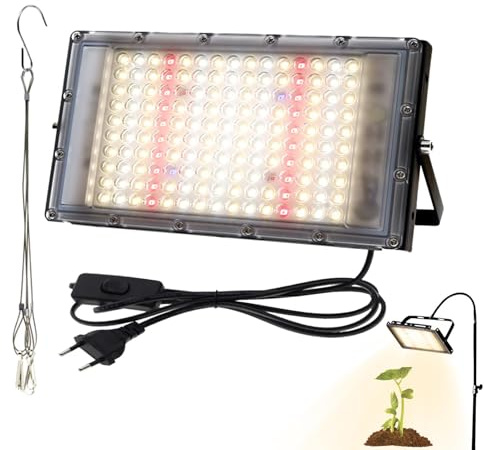 COMFOLIVING Full Spectrum Grow Light, Pflanzenlampe 100W LED Lampe Vollspektrum Pflanzenlampe Solar wasserdichtes Gartenzubehör für das Pflanzenwachstum