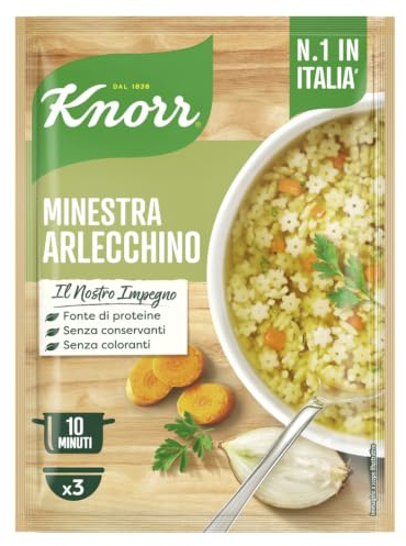 Knorr Minestra Arlecchino, Piatti Pronti Knorr con Verdure da Agricoltura Sostenibile, Senza Coloranti, Senza Conservanti, Fonte di Proteine, Vegano, 84 g