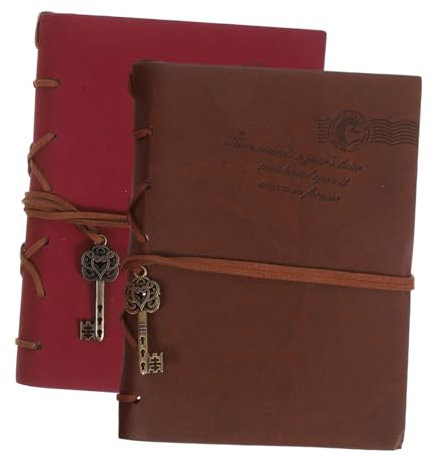 Sewroro 2piezas Cuaderno De Viaje Vintage De Diario Retro Encuadernación De Pu y Kraft Libreta De Escritura Portátil Para Invitados y Anotaciones Diarias