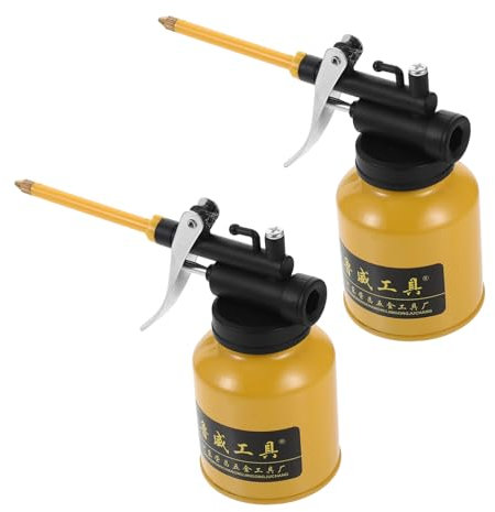 VINTORKY Aluminum Alloy Oil Can 250ml High Pressure Oiler Pump Oil Can Set 2pcs Yellow for Home and Workshop Lubrication Tool