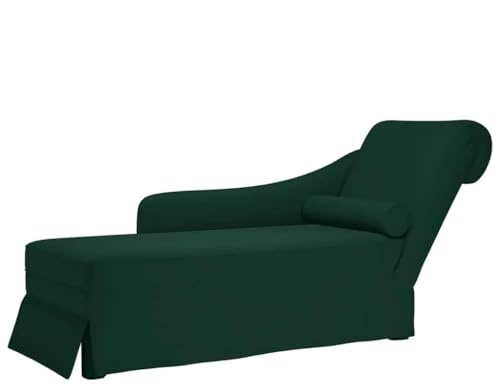 vidaXL Chaiselongue mit Nackenrolle Rechter Armlehne Dunkelgrün Samt, Recamiere, Loungesessel, Lounge Sofa, Lounge, Loungesofa, Wohnzimmersofa
