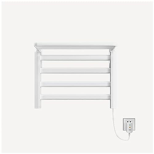 Scaldasalviette elettrico con 4 barre, montaggio a parete, in alluminio, per bagno, 80 W, colore: nero (opzione bianca disponibile)