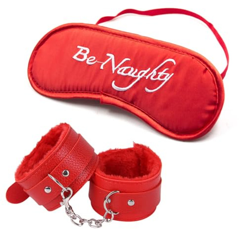 BEPSYOM Rot Plüsch handschellen, handschellen für bondage, handschellen schlüssel, handfesseln für s m, für Cosplay, Partyzubehör