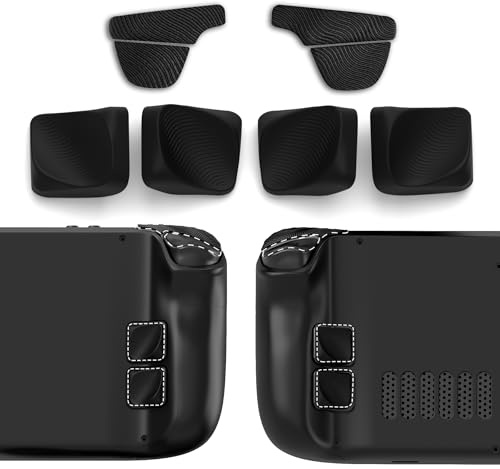 PlayVital Ergonomic Grip Kit for Steam Deck – Silicone Back Button Enhancement Kit & Anti-Slip Trigger Grips – Black (Compatible with LCD/OLED Models)