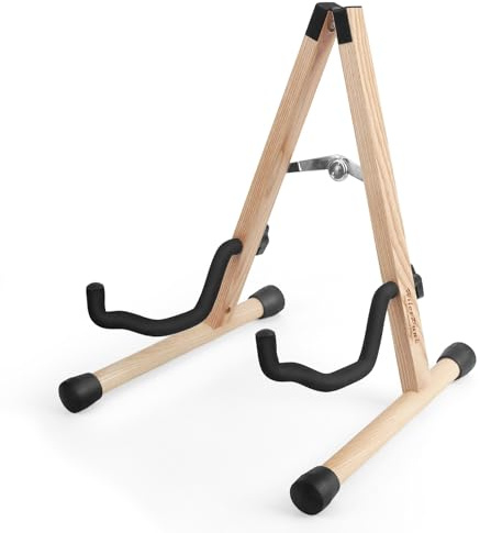 HilerPunk Gitarrenständer,Ständer für Akustikgitarre Ständer für klassische Gitarre A-Frame faltbar,einfache Montage und tragbar,solide Halterung,langlebig (Aschebaum)