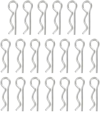 QUARKZMAN 100 Stück Federsplint Anhängerkupplung Stiftclip, 1,2 mm x 21 mm R Clips 304 Edelstahl Halte Draht Haarnadeln für Anhänger Traktoren Mäher Wagen LKW, Silber