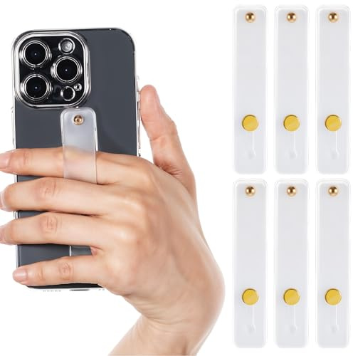 DOPENSPI Lot de 6 Supports de Doigt pour téléphone Portable, poignée Universelle en Silicone pour téléphone Portable, Support en Silicone Blanc pour étuis de Smartphone