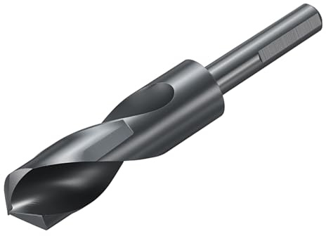 sourcing map 25 mm Bohrer, 1,27 cm, reduzierter 3-flacher Schaft, M2, Hochgeschwindigkeitsstahl, Nitrieren, schwarz, 135°-Bits für Hartmetall, Edelstahl, 1 Stück