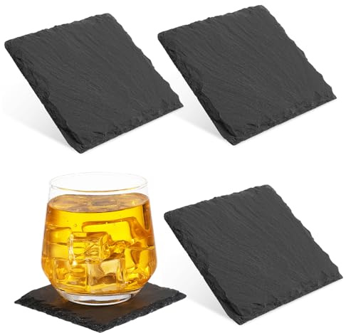 Mikinona 4 Pezzi Sottobicchieri Quadrati Pietra Sottopiatti Resistenti per Protezione da Calore e Macchie per e Bar