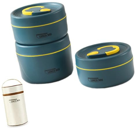 UNTERING Lonchera apilable práctica para adultos con aislamiento térmico de acero inoxidable y funda a prueba de fugas, comida apta para viajes