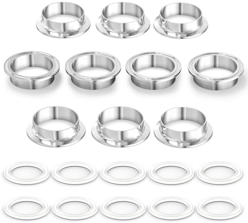 ERGAOBOY 10 Stück Edelstahl 304 Sanitärarmatur, 2 Rohr Außendurchmesser Schweißklemme 2 Tri Clamp 64 mm Ferrulenflansch mit Silikondichtungen (Rohr Außendurchmesser: 51 mm)