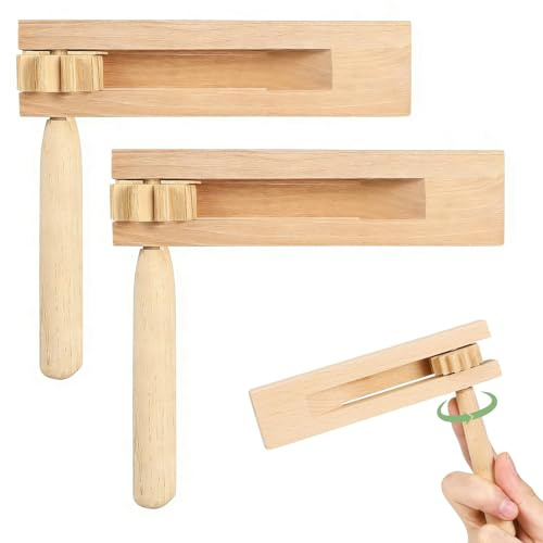 ZHITENG 2 Piezas Instrumentos Musicales para Aficionados al fútbol, Carraca de Madera, Doble Trinquete Madera Juguetes de Trinquete Giratorio, carraca Instrumento, Eventos, Eventos Deportivos