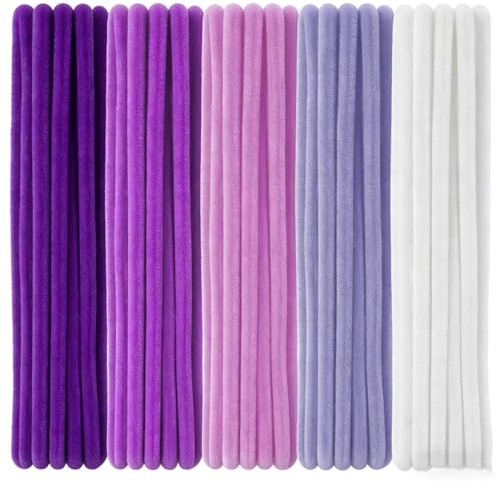 100 scovolini viola in ciniglia da 30,5 cm x 6 mm, serie viola, per la pulizia dei tubi, per fai da te, artigianato (4 colori)