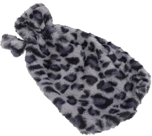 HOMSFOU Copertura Staccabile per Borsa Dell’acqua Calda Fodera in Peluche Leopardata Blu, Manicotto Riutilizzabile per Trattamento Termico, per Casa, Ufficio e Uso Esterno