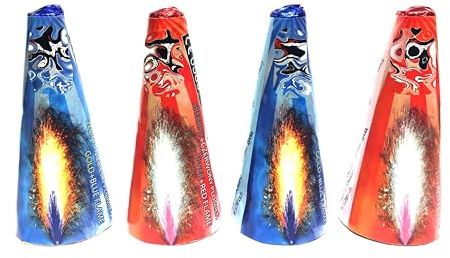 h2i Diamant Vulkan | 4 St. | +/- 20 sek | Outdoor Fontäne mit Silber rot & blauem Funkenregen für Silvester, Halloween & Partys | Kinder & Jugendfeuerwerk | Ganzjahresfeuerwerk Kat 1