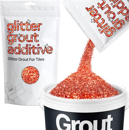 Hemway Red Holographic Glitter Grout Additive 100g | for Adding Sparkle to Kitchen & Bathroom Tiles, Enhance Your Indoor Grouting Projects with a Durable Sparkly Effect