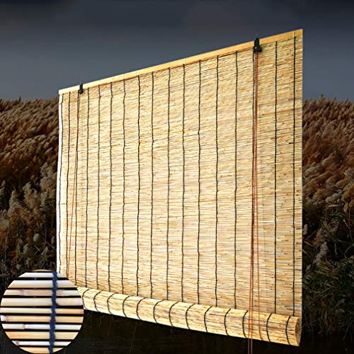 Geovne Bamboo Roll Up Window Natural,Reed Curtain,Sunscreen Roller Shades,Indoor and Outdoor Use Customizable Size,Decorative Blinds (120x200cm/47x79in)