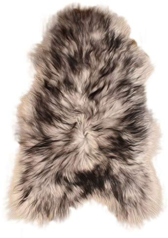 LAMMFELL GRAU SCHWARZ LANGWOLLIG ca. 100-110 cm ECHTES ÖKO Island SCHAFFELL GRAU GEFÄRBT