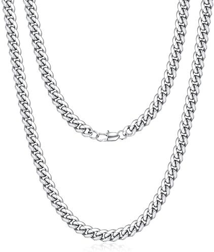Jewlime Silber Kette Herren, Klassische Miami Herren Kubanische Kette Halskette Schmuck Geschenk für Damen Männer Jungen, Hip-Hop & Coole Herren Halskette, 316l Edelstahl, 4mm Breite, 20 Zoll
