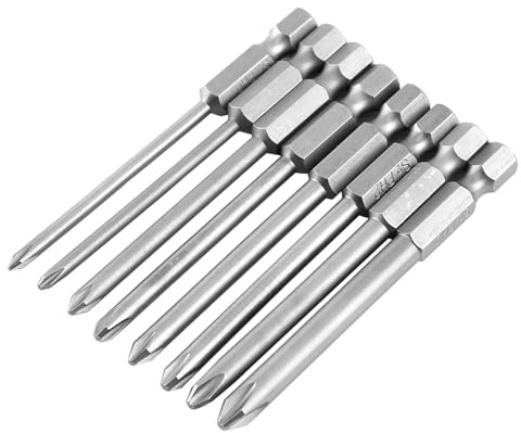Puntas de destornillador 8pcs 75 mm 1/4 pulgada S2 Vástago de cabeza de estrella de acero Magnético Juego de puntas de destornillador de cabeza cruzada hexagonal larga para electrodomésticos