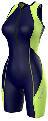 Zimco Elite Combinaison de triathlon pour femme Bleu marine/vert fluo, XL