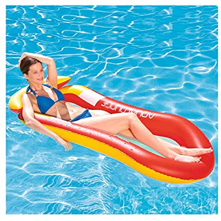 AXTMR schwimmmatratze badeinsel mit Sonnenschirmen,aufblasbare Wasser luftmatratze mit Rückenlehne im Sommer,Kinder Pool Liege für Erwachsene, mit Einer maximalen Belastung von 150 kg,Red1,150 * 78CM