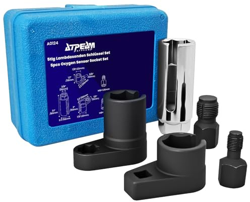 ATPEAM Coffret de 5 Douilles pour Sonde Lambda 22mm, Outil de Retrait Capteur Oxygène Universel, Compatible Voiture Audi, BMW, Mercedes