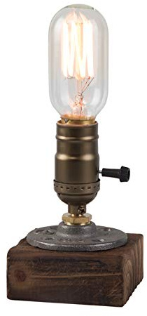 OuXean Vintage Table Lamp, Industrial Dimmable Nightlight Steampunk Desk Lamp with E26 Lamp Holder for Bedroom Living Room Home Art Display Cafe Bar Studio Antique Decor(Without Bulb)