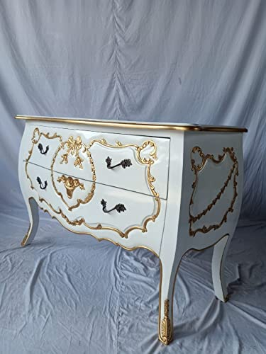 Lüllmann Louis XIV. Louises - Cómoda (124 cm), diseño barroco, color blanco y dorado