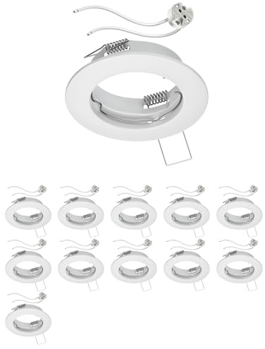 ledscom.de 12x Decken-Einbaurahmen FERE Einbaurahmen weiß matt (LED/Halogen/MR16/50mm) inkl. GU5.3 Fassung