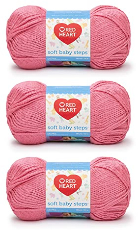 Red Heart Soft Baby Steps Strawberry Yarn - 3 Pack of 141g/5oz - Acrylic - 4 Medium (Worsted) - 256 Yards - Knitting/Crochet