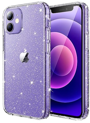 JETech Glitzer Hülle für iPhone 12 mini, Durchsichtig | Glitzerndes Design, Stoßschutz, Transparente Rückseite, Stilvoller Look
