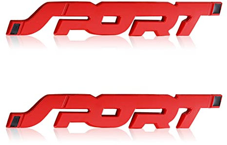 Lot de 2 autocollants 3D en métal pour voiture, logo sport, emblème, garde-boue arrière, coffre (rouge)