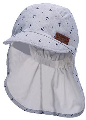 Sterntaler Unisex barn, skärmmössa, nackskydd, ankare, barnmössa, rökgrå, normal, Rökgrå