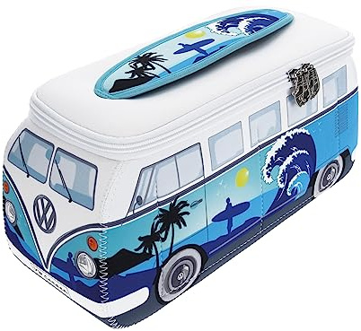 Brisa VW Collection - Volkswagen Neoprene Universal Makeup Cosmetic Travel Pharmacy Bag Pouch T1 Campervan Bus (Surf/Blue/Large)