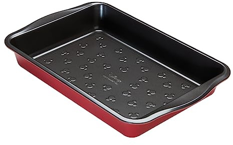 Prestige New Disney Bake with Mickey Mouse Roasting Tin Non Stick - Deep Large Baking Tray 33cm x 23cm, Carbon Steel Bakeware, Red & Black