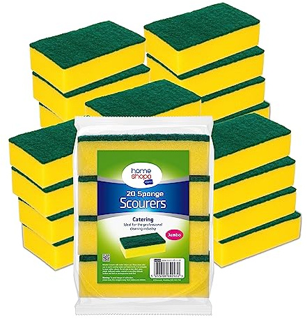 HOMESHOPA Heavy Duty Scrub Sponges, 20 Pack Catering Sponges Scourers, Non-Scratch Washing Up Scrubbing Dual Sided Dishwashing Cleaning Scourer, Reusable Scrub Pads for Kitchen Bathroom Pots Pans
