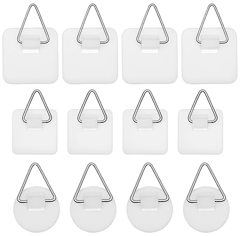 XPEX Lot de 12 crochet adhesif mural Crochets Adhésifs Invisibles, Accroche Tableau Adhesif, Accroche Tableau Mural sans Percer, Support Tableau Mural pour Accrocher des Photos, des Peintures