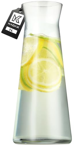 KADAX B0CHMQ2KP3 - Caraffa in vetro resistente, lavabile in lavastoviglie, brocca per acqua, succhi di frutta, limonata, latte (1 l - 1 pezzo)
