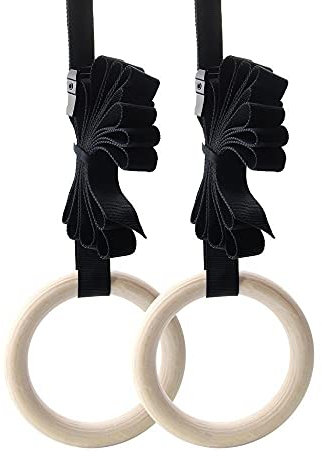 Gymnastikringe Hölzerne gymnastische Ringe mit schweren verstellbaren Riemen - Ring für Krafttraining, Training, Bodybuilding (Size : 28mm)