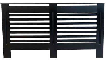 AIRWAVE Radiator Cover Horizontal Line Style Painted MDF Black Radiator Heating Cover (Large)