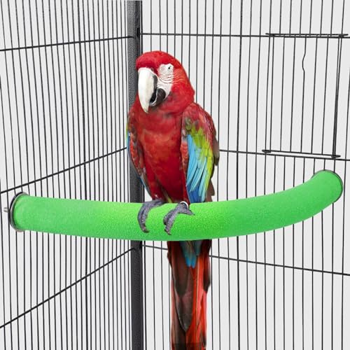FrgKbTm U Shape Parrot Perch Stand Toy Bird Platform Sand Paw Grinding Clean Stick Exercise Conure Budgie Cockatiel Cage Accessories (Green-Corner)