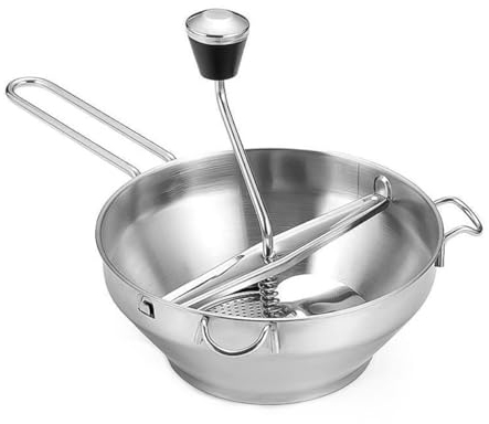 ZONADAH Food Mill Stainless Steel Food Grater Durable Bowl Rotary Food Mixer with Discs and Handle for Tomato Sauce Mashed Potatoes and Jams