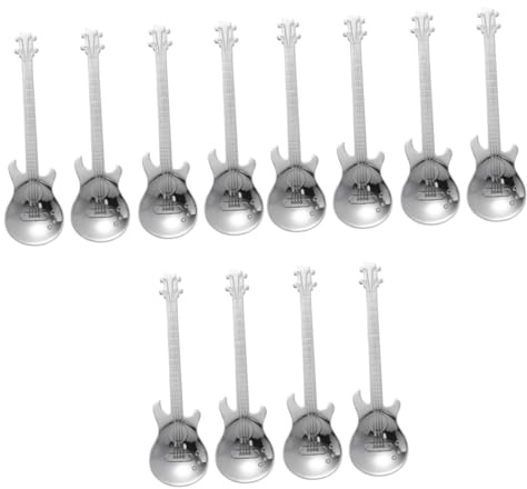 DECHOUS 12pièces Cuillères à Café Acier De Cuillères Forme De Guitare Pour Mélanger Café Thé Et Desserts Accessoires De Cuisine
