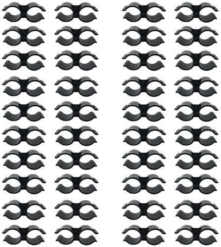 40PCS Double Clips Pipe Clamp Clips, PVC Plastic Shelf Pole Connector Chain Link Fence Panel Clamps Clips Fastener Accessories, Black