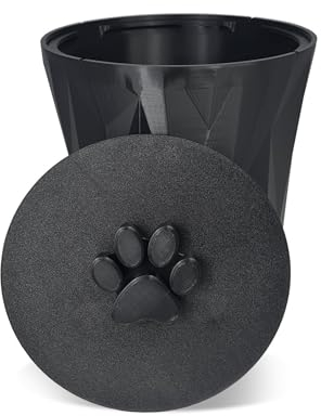CrocketBox - Contenitore per crocchette per cani e gatti, prodotto in Francia, ermetico, antiodore, APIE NERA + manico gatto (capacità 2,5 kg)