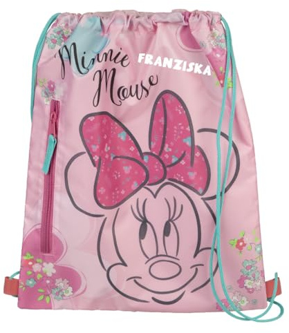 Turnbeutel Disney Minnie Mouse Mädchen - Personalisiert mit Namen - Sportbeutel Geschenk Kinder - Schuhbeutel zum Zuziehen