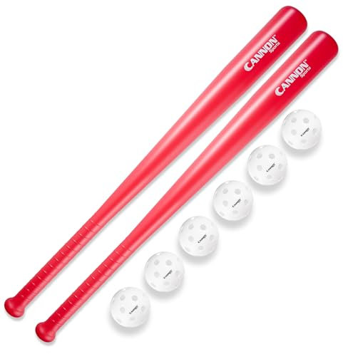 Plastic Baseball Set with Two Bats and 6 Balls (Red)